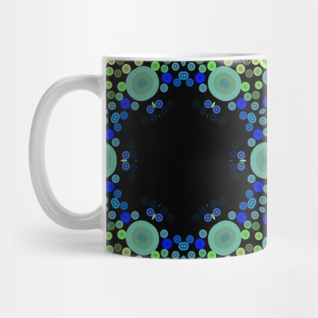 Dot Mandala Flower Blue Green and Yellow by WormholeOrbital